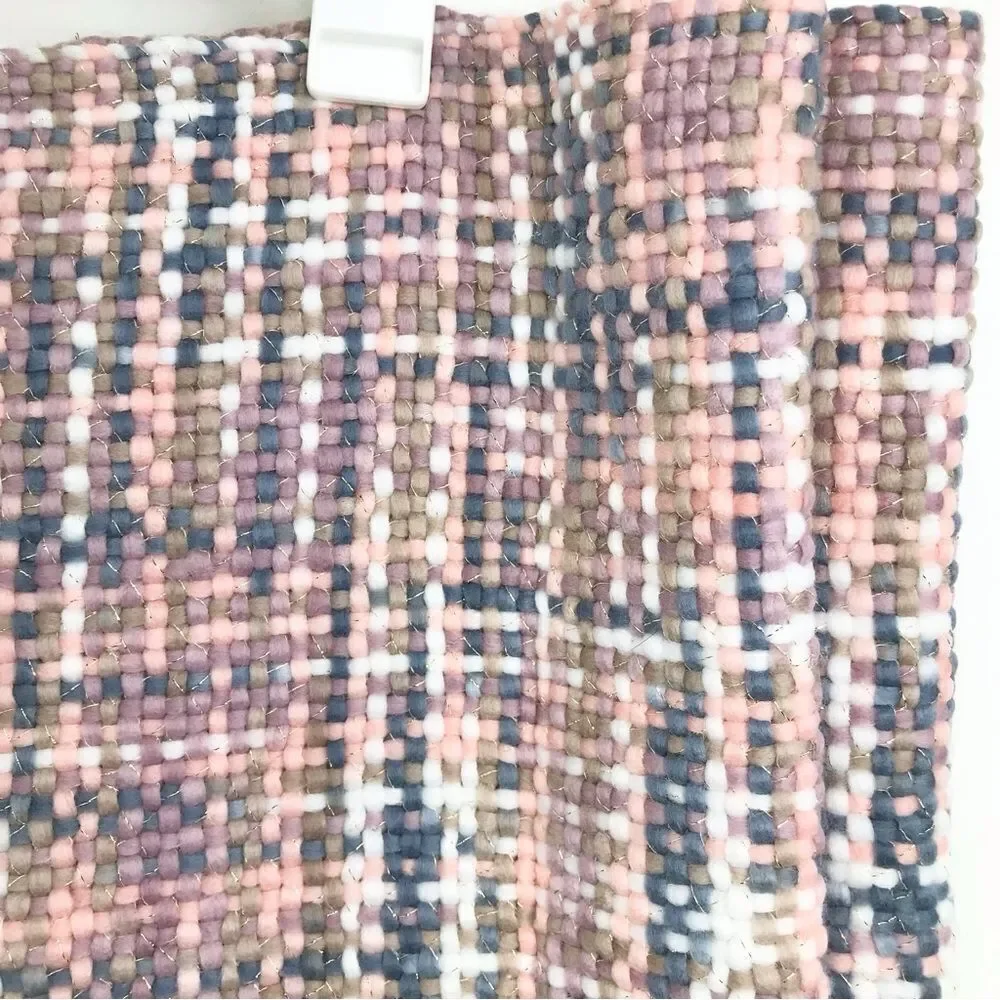Demdaco Pink Blue Gold Metallic Soft Woven Yarn Infinite Scarf NWOT